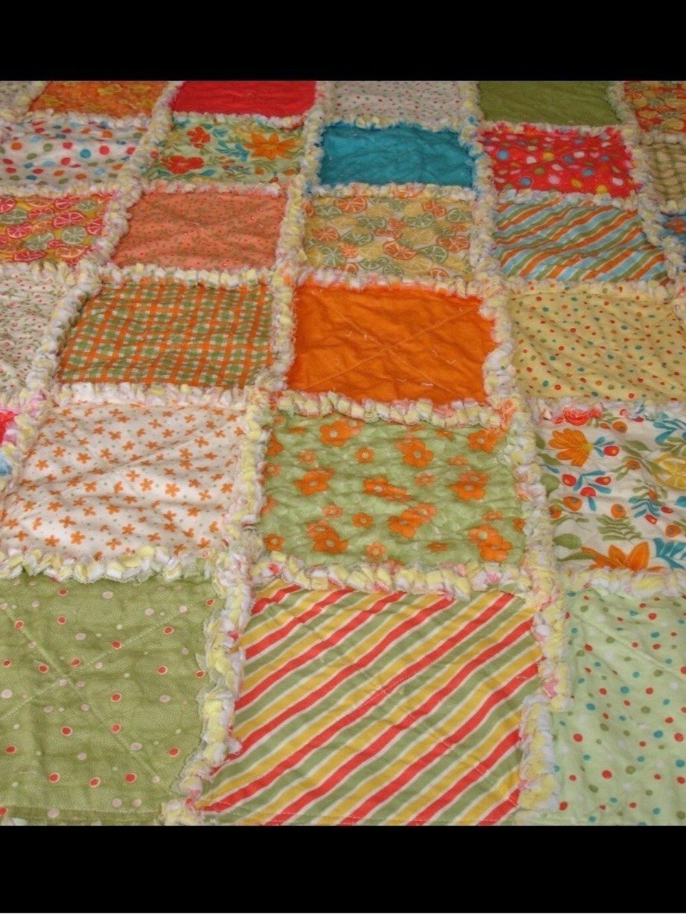 Patchwork Rag Quilt - Moda Freshly Squeezed 50x50  Perfect for a park blanket!